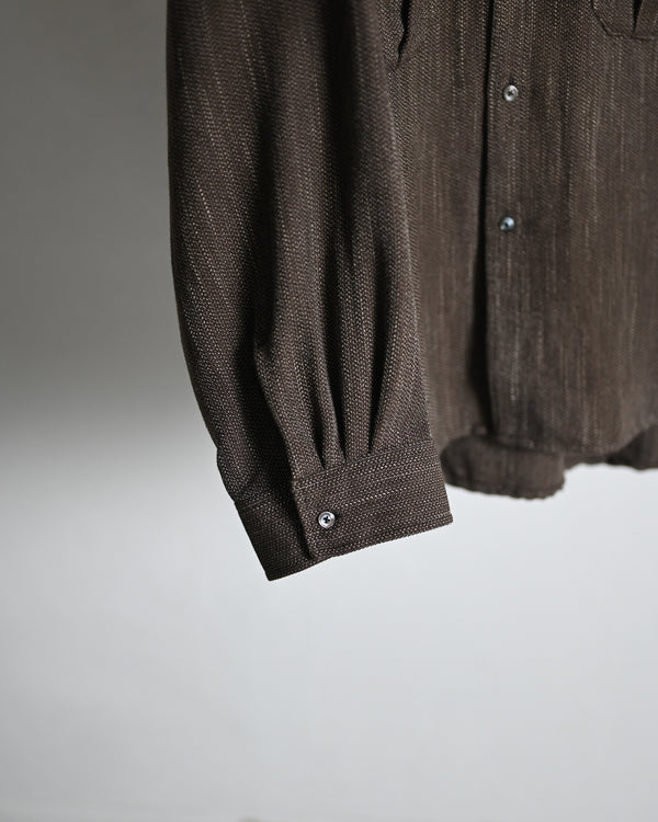 MELANGE WOOL OVER WORK SHIRT, brown