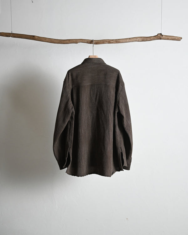 MELANGE WOOL OVER WORK SHIRT, brown