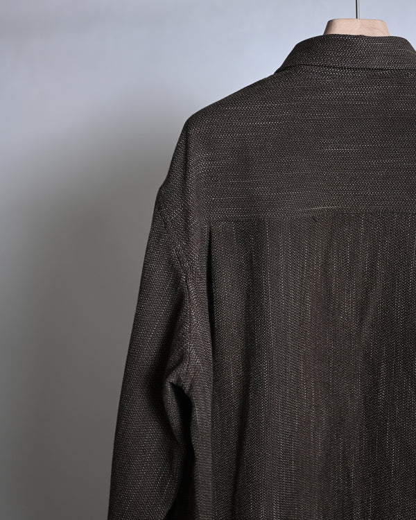 MELANGE WOOL OVER WORK SHIRT, brown