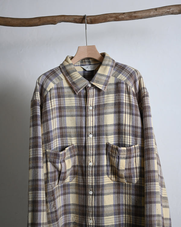 NEL CHECK OVER WORK SHIRT, ivory