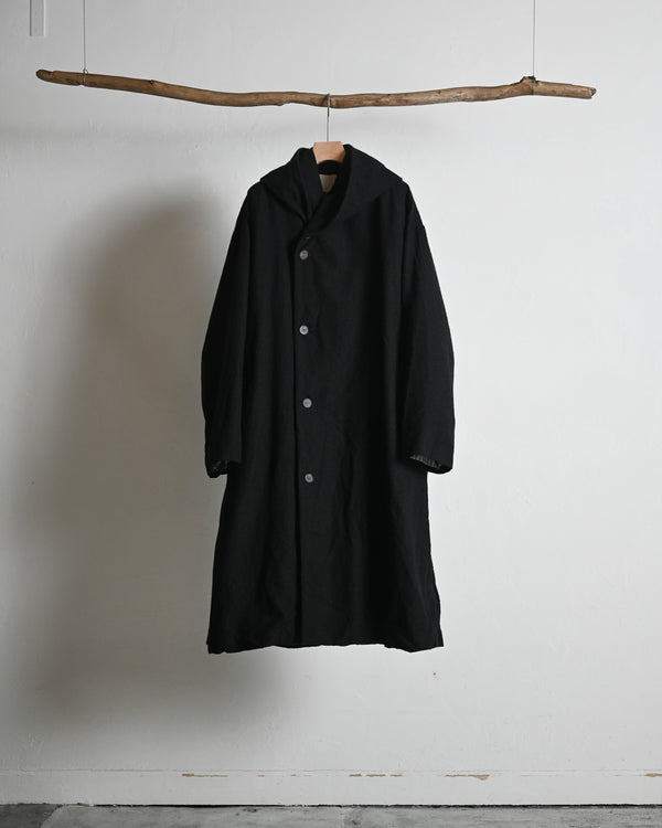 HOODED COAT, wool nylon