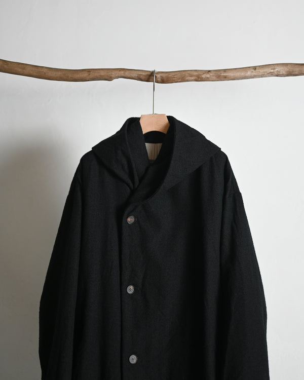 HOODED COAT, wool nylon