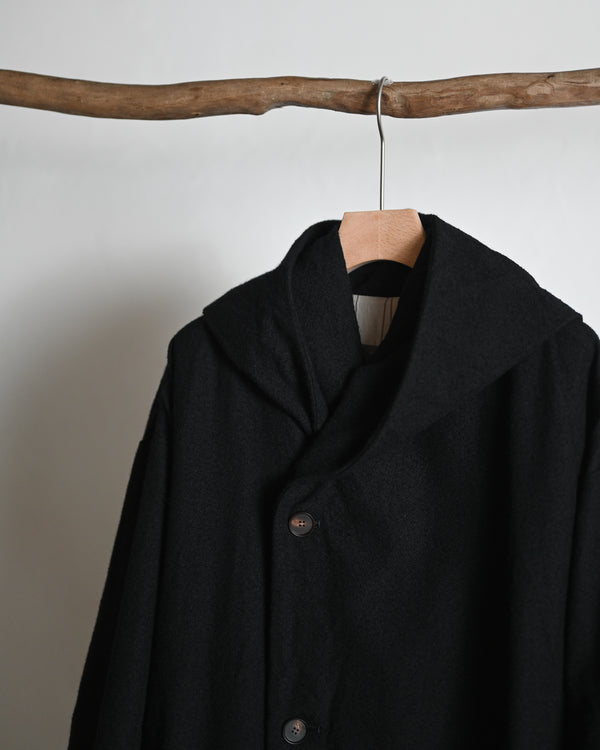 HOODED COAT, wool nylon