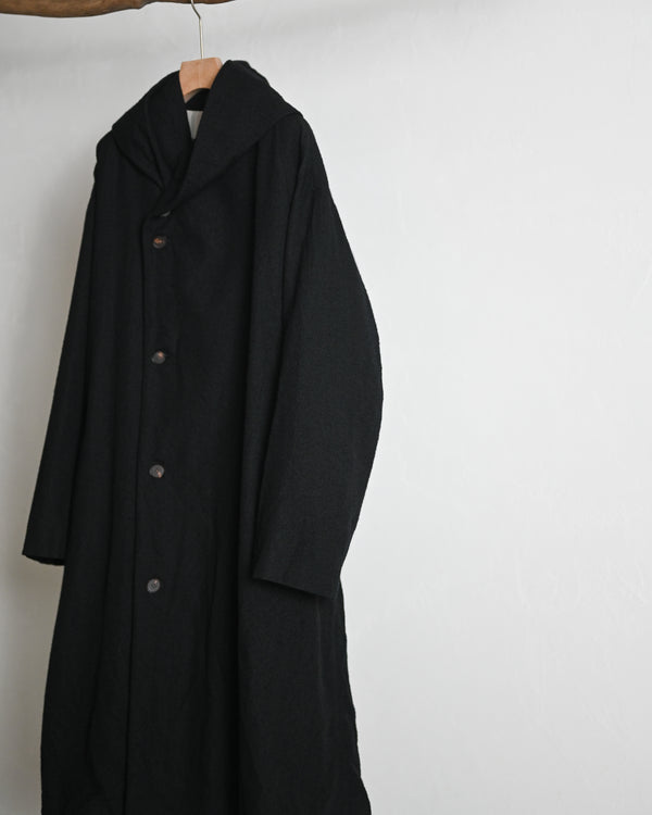 HOODED COAT, wool nylon