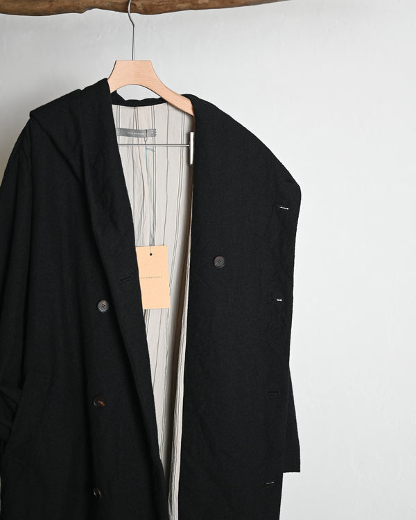HOODED COAT, wool nylon