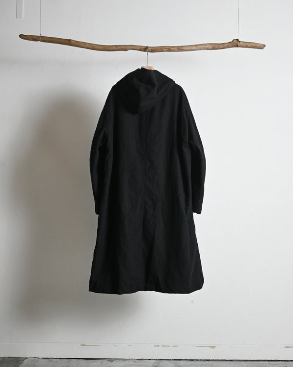 HOODED COAT, wool nylon