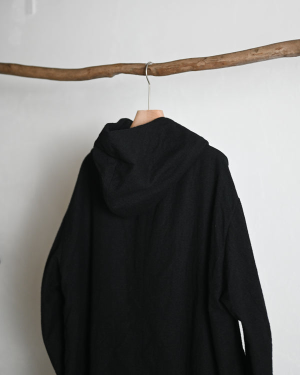 HOODED COAT, wool nylon