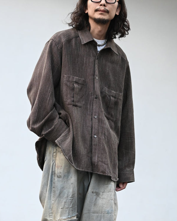 MELANGE WOOL OVER WORK SHIRT, brown