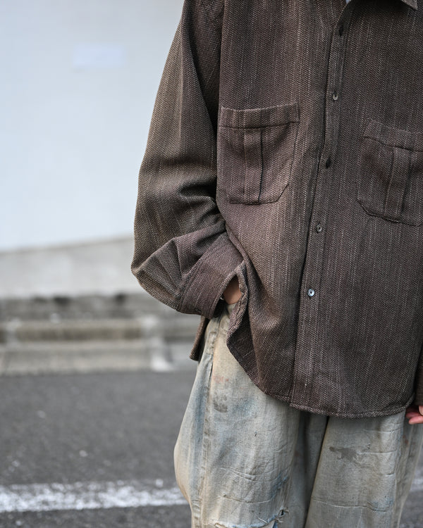 MELANGE WOOL OVER WORK SHIRT, brown