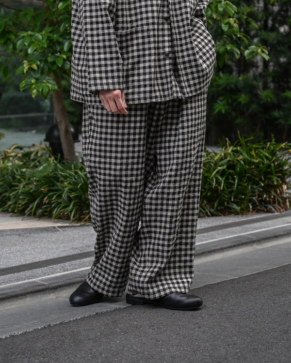 BAGGY EASY PANTS, linen×cotton×silk, gingham