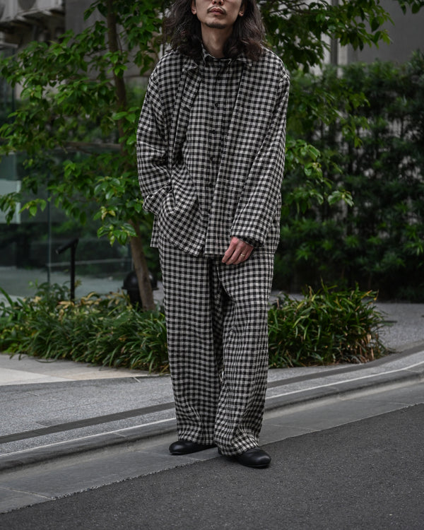 WORK SHIRT, linen×cotton×silk, gingham