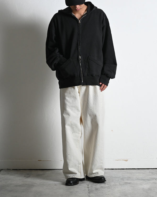 5POCKT BAGGY PANTS, raw denim fade white
