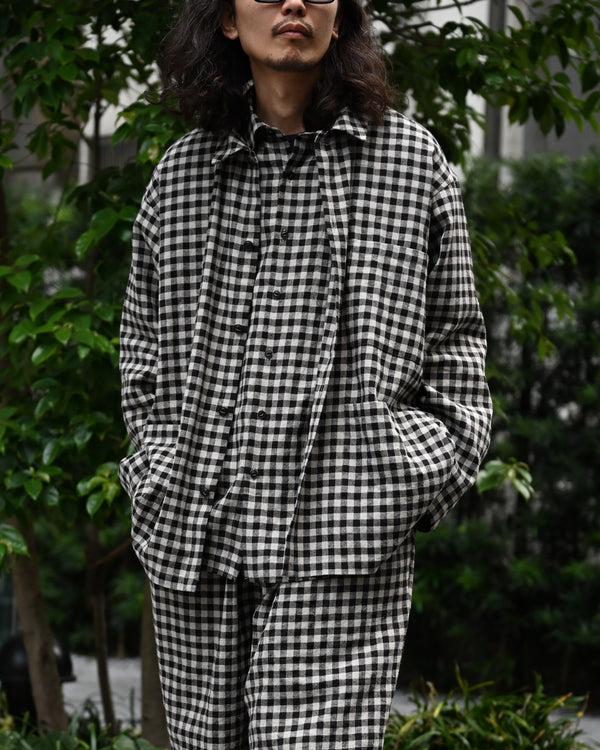 REGULAR COLLAR SHIRT, linen×cotton×silk, gingham