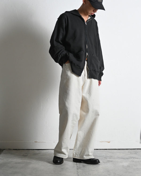 5POCKT BAGGY PANTS, raw denim fade white