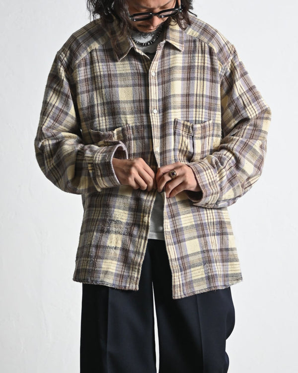 NEL CHECK OVER WORK SHIRT, ivory