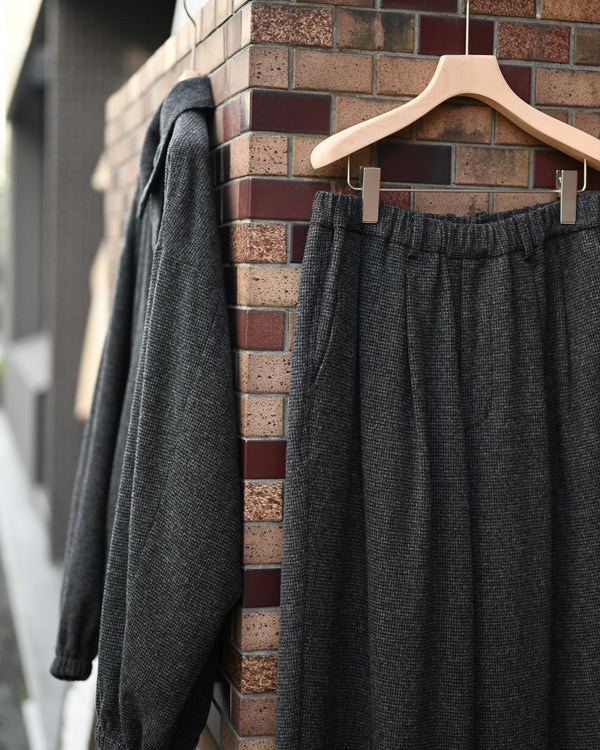 DOUBLE PLEATED WIDE EASY PANTS, houndstooth