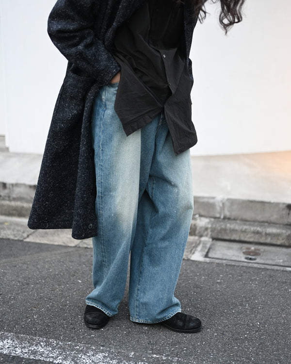 5POCKT BAGGY PANTS, raw denim fade indigo