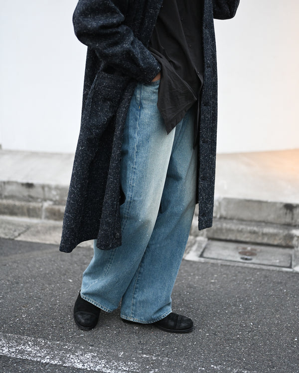 5POCKT BAGGY PANTS, raw denim fade indigo