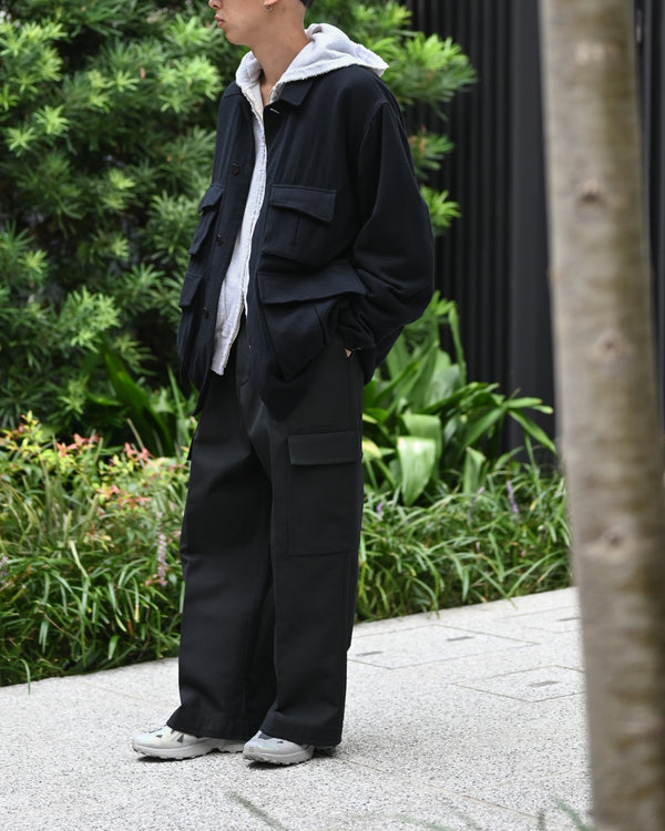 WOOL SILK REVER CARGO TROUSERS