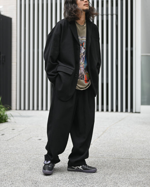 DOUBLE PLATED WIDE EASY PANTS, whipcord