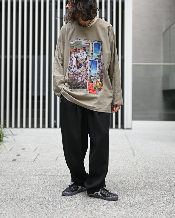 DOUBLE PLATED WIDE EASY PANTS, whipcord
