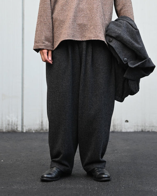 DOUBLE PLEATED WIDE EASY PANTS, houndstooth