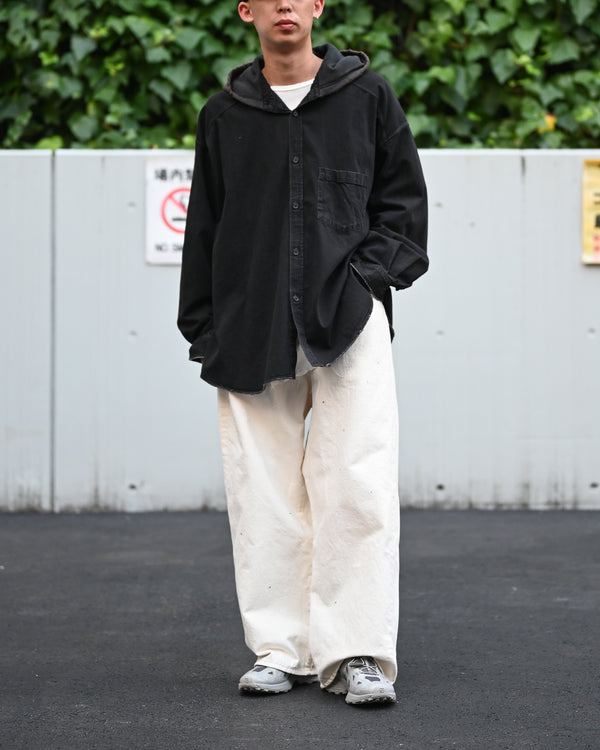 5POCKT BAGGY PANTS, raw denim fade white