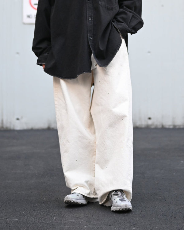 5POCKT BAGGY PANTS, raw denim fade white