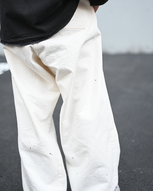 5POCKT BAGGY PANTS, raw denim fade white