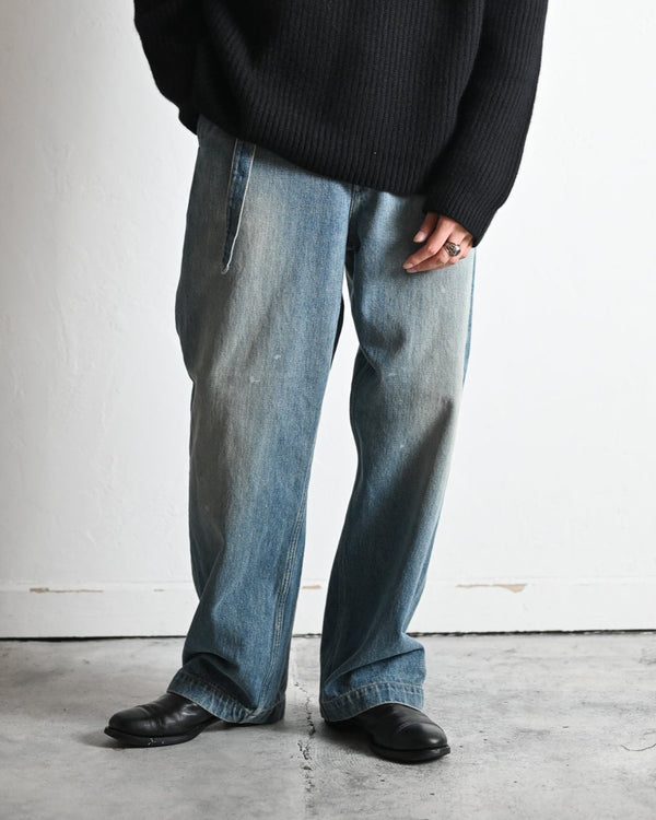 BELTED TROUSERS, raw denim