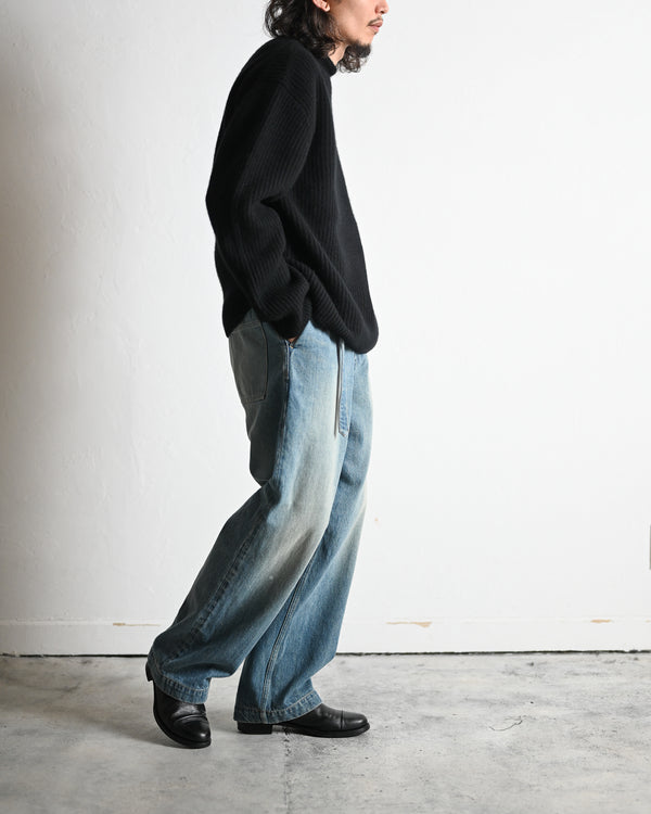 BELTED TROUSERS, raw denim