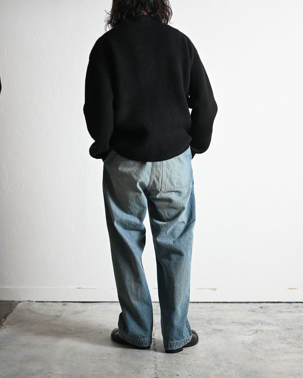 BELTED TROUSERS, raw denim
