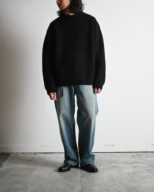 BELTED TROUSERS, raw denim