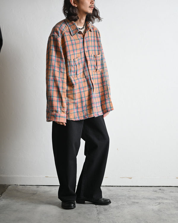 NEL CHECK OVER WORK SHIRT, camel