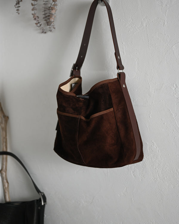 2 Pockets Tote Bag -Large, Horse Suede ex.Silver