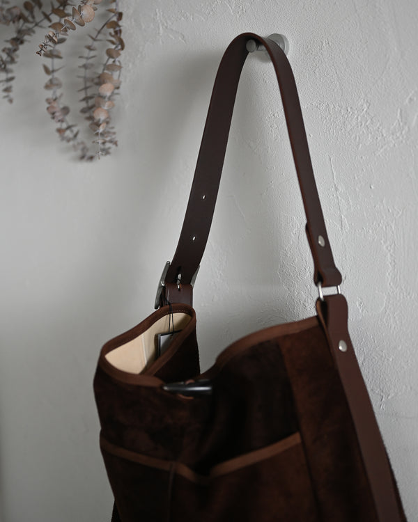 2 Pockets Tote Bag -Large, Horse Suede ex.Silver