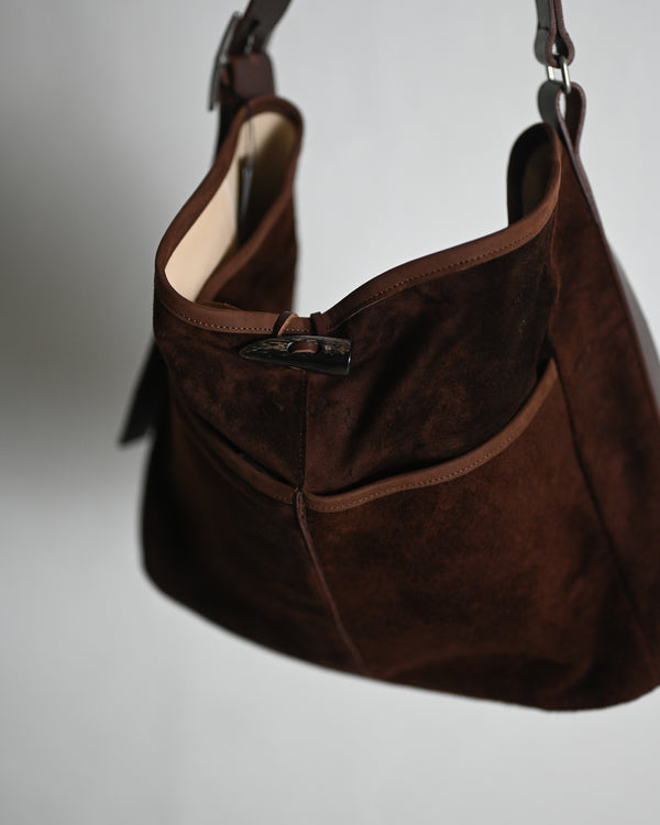 2 Pockets Tote Bag -Large, Horse Suede ex.Silver