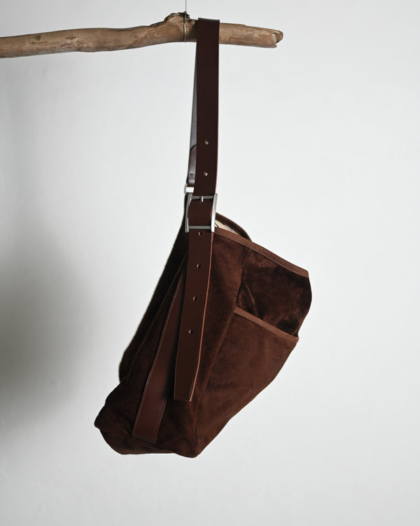 2 Pockets Tote Bag -Large, Horse Suede ex.Silver