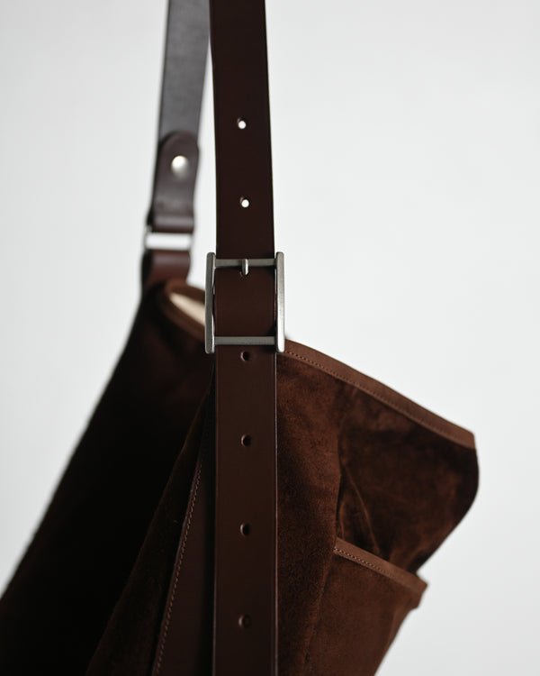 2 Pockets Tote Bag -Large, Horse Suede ex.Silver