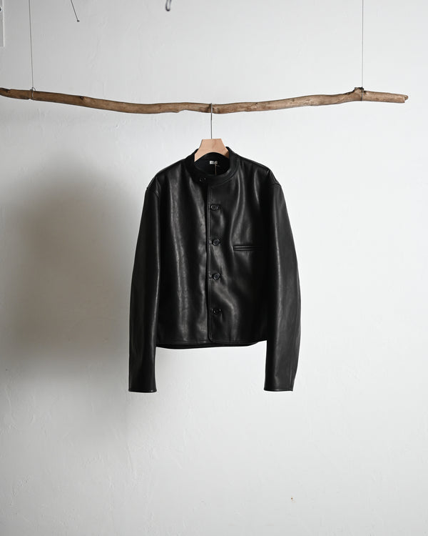 Button Up Single Leather Jacket