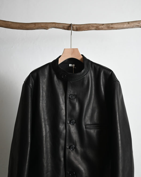 Button Up Single Leather Jacket