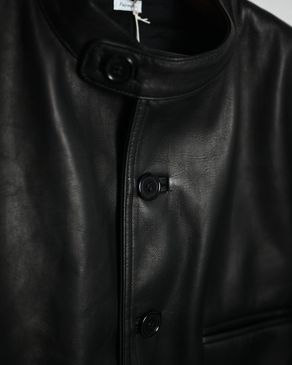 Button Up Single Leather Jacket