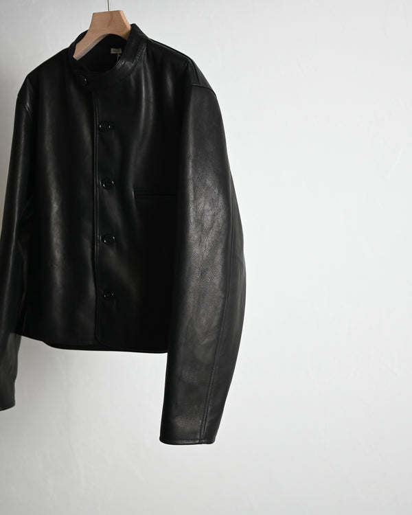 Button Up Single Leather Jacket