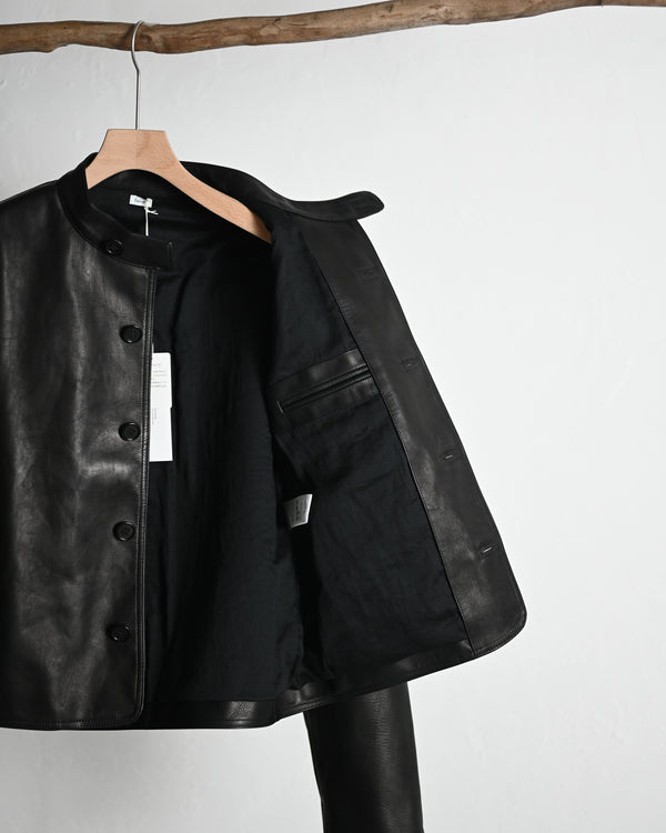 Button Up Single Leather Jacket