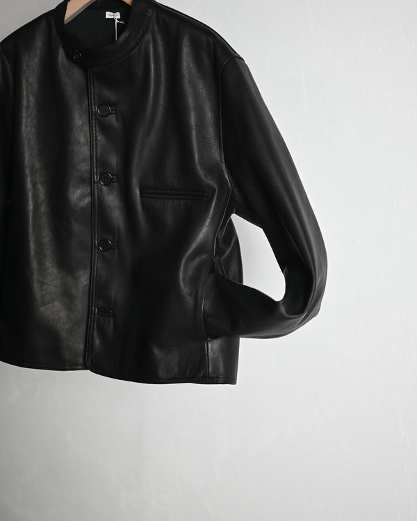 Button Up Single Leather Jacket