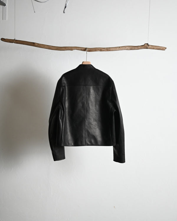 Button Up Single Leather Jacket