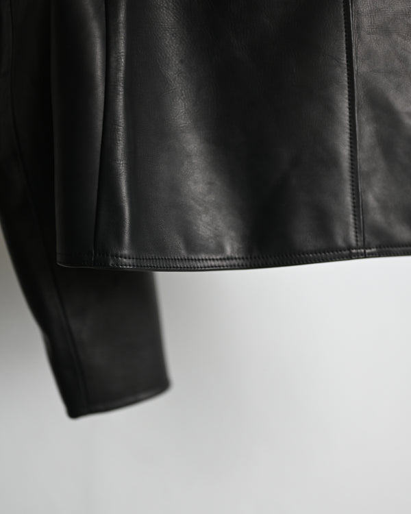 Button Up Single Leather Jacket