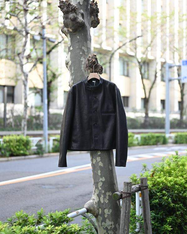 Button Up Single Leather Jacket