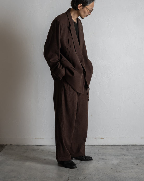 WOOL BELTED WIDE SLACKS, GRAPH CHECK