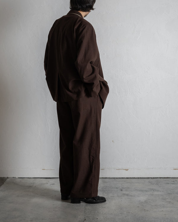 WOOL BELTED WIDE SLACKS, GRAPH CHECK